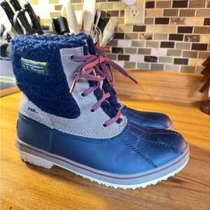L.L. Bean Women’s Navy and Tan Snow Boots
